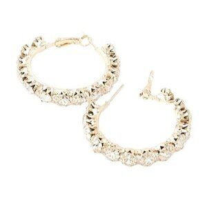 Women's Rhinestone Hoop Earrings Gold‎ Sparkling Evening Earrings